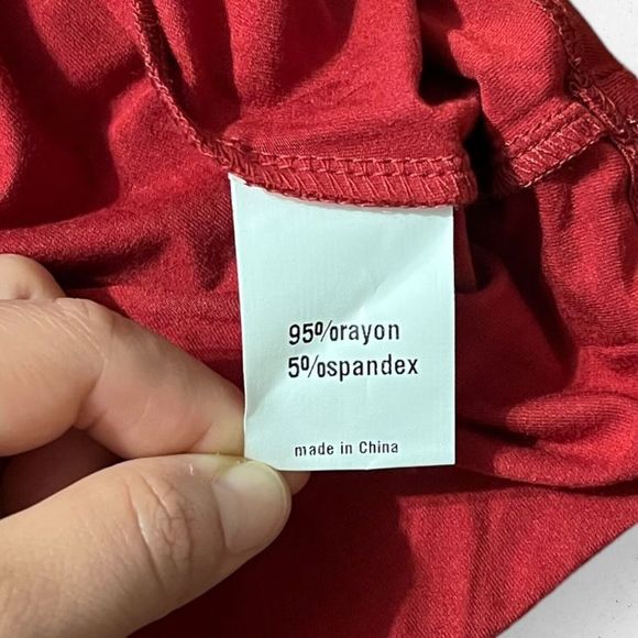 J. Corrine Red Polo Blouse Women's Size Small‎ Long Sleeve Deep V Neck Stretch - Picture 5 of 6